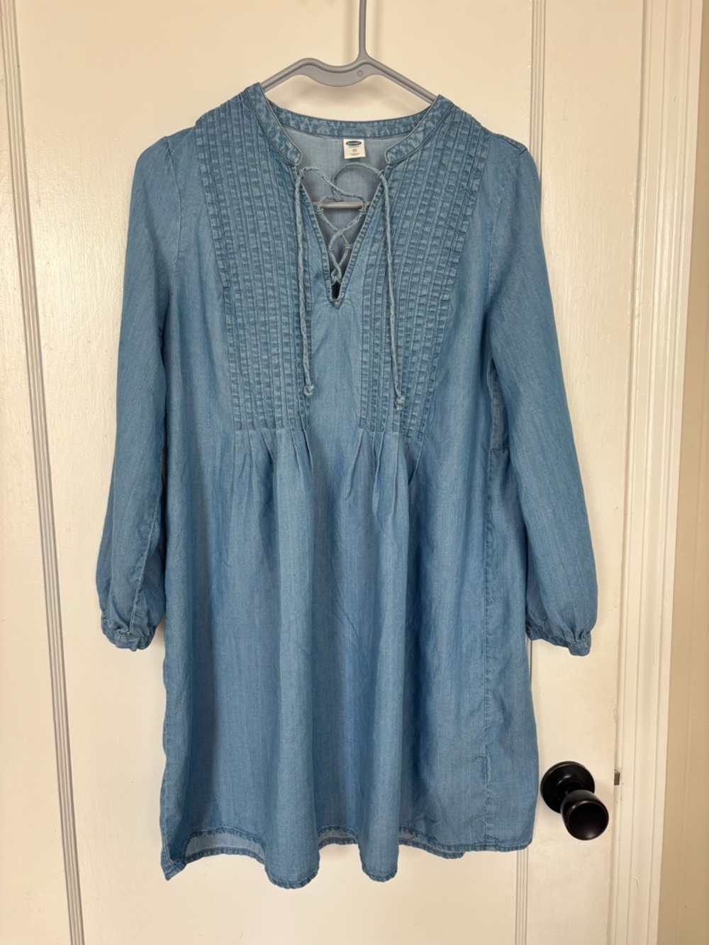 Light Wash Chambray Peasant Tunic Dress